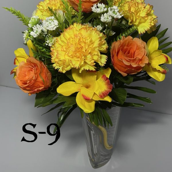 Искусственный букет S-9, Каттлеи, розы и гвоздики  