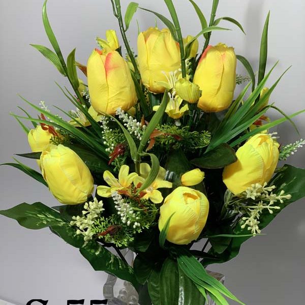 Искусственный букет S-55, Тюльпаны и полевые цветы  